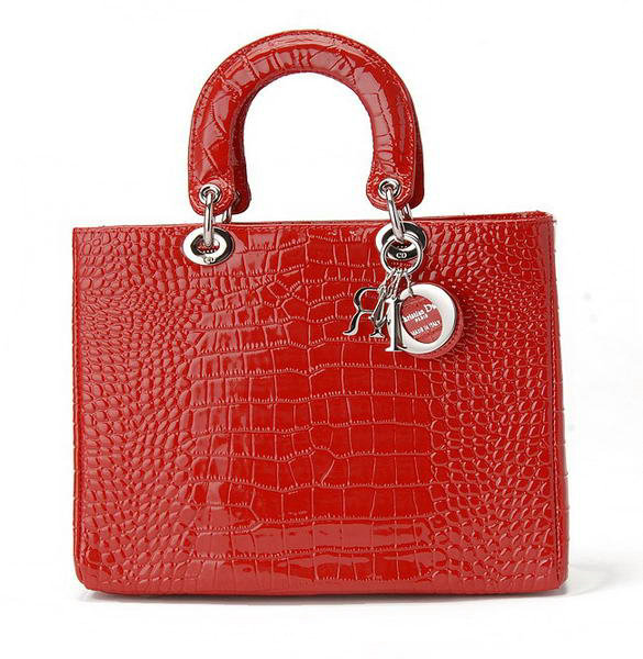 replica jumbo lady dior crocodile leather bag 6322 red